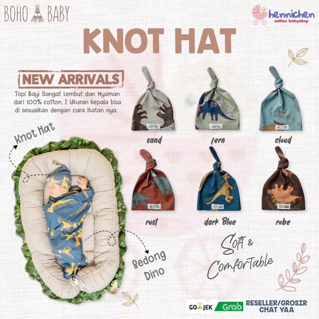 Bohopanna Knot Hat Topi Bayi 0-1 Tahun Polos Motif