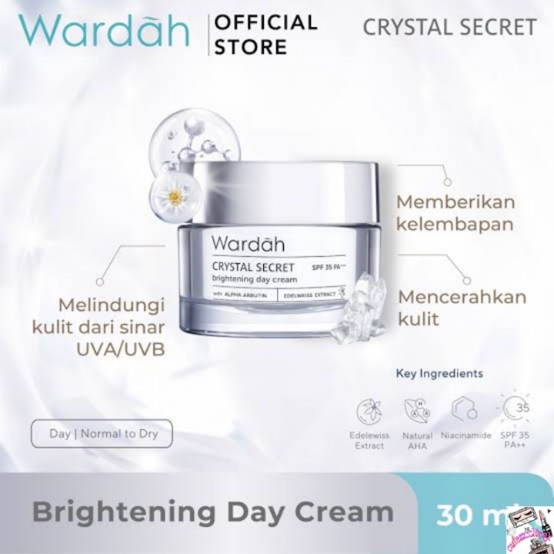 WARDAH CRYSTAL SECRET DAY CREAM &amp; NIGHT CREAM 30gr