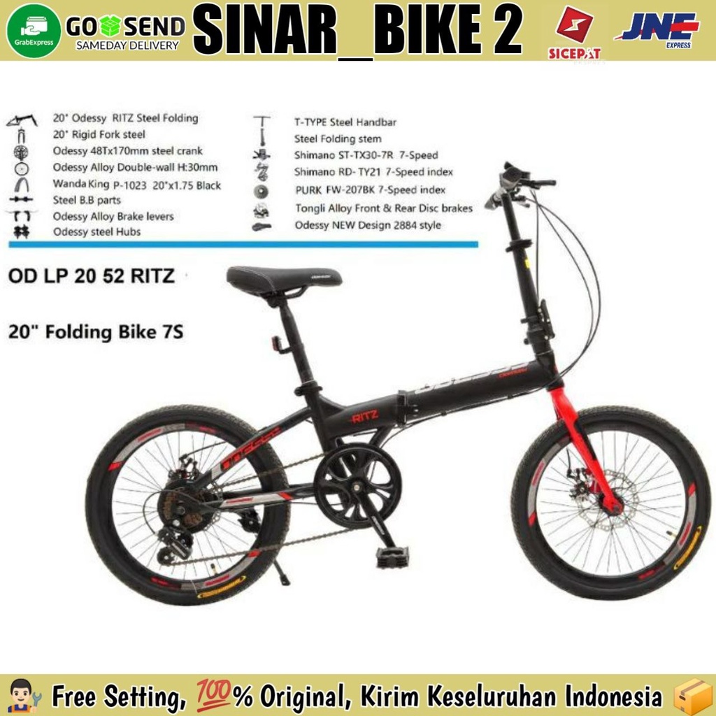 Sepeda Lipat 16 Inch ODESSY 16 52 RITZ SHIMANO ORIGINAL 7 SPEED