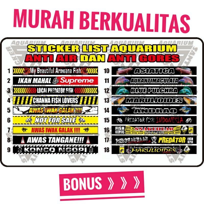 [100CM,20PCS UNTUK DIJUAL LAGI] Stiker aquarium iwak galak anti gores PREMIUM 100cm x 5cm/Sticker li