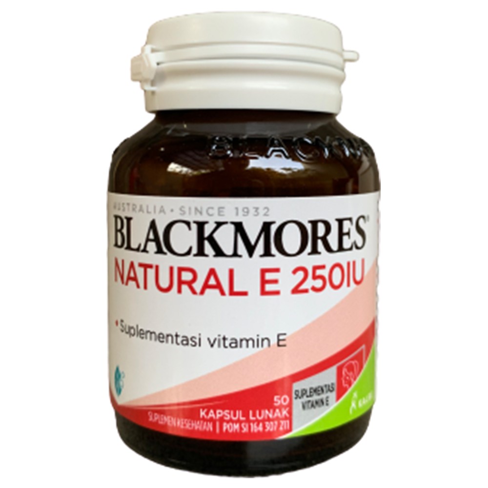 BLACKMORES NATURAL VITAMIN E 250 IU 250IU ANTIOKSIDAN KOLESTEROL DAYA TAHAN TUBUH OKSIDASI 50 KAPSUL