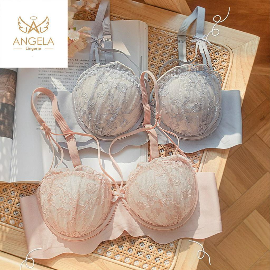 ANGELA PREMIUM JAPAN Bra BH Push Up Set Tabpa Kawat Celana Dalam Wanita Bikini Sport Beha Lingerie Korea Fashion Bralette Remaja Perempuan Sexy Pakaian Dalam COD Renang Motif Cewek Pita Bunga Murah Claire Tali Jumbo