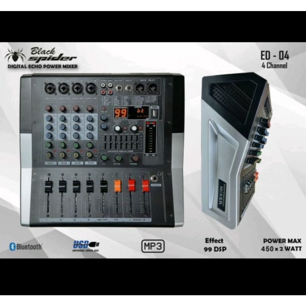 Power Mixer Black Spider ED-04 4 Channel
