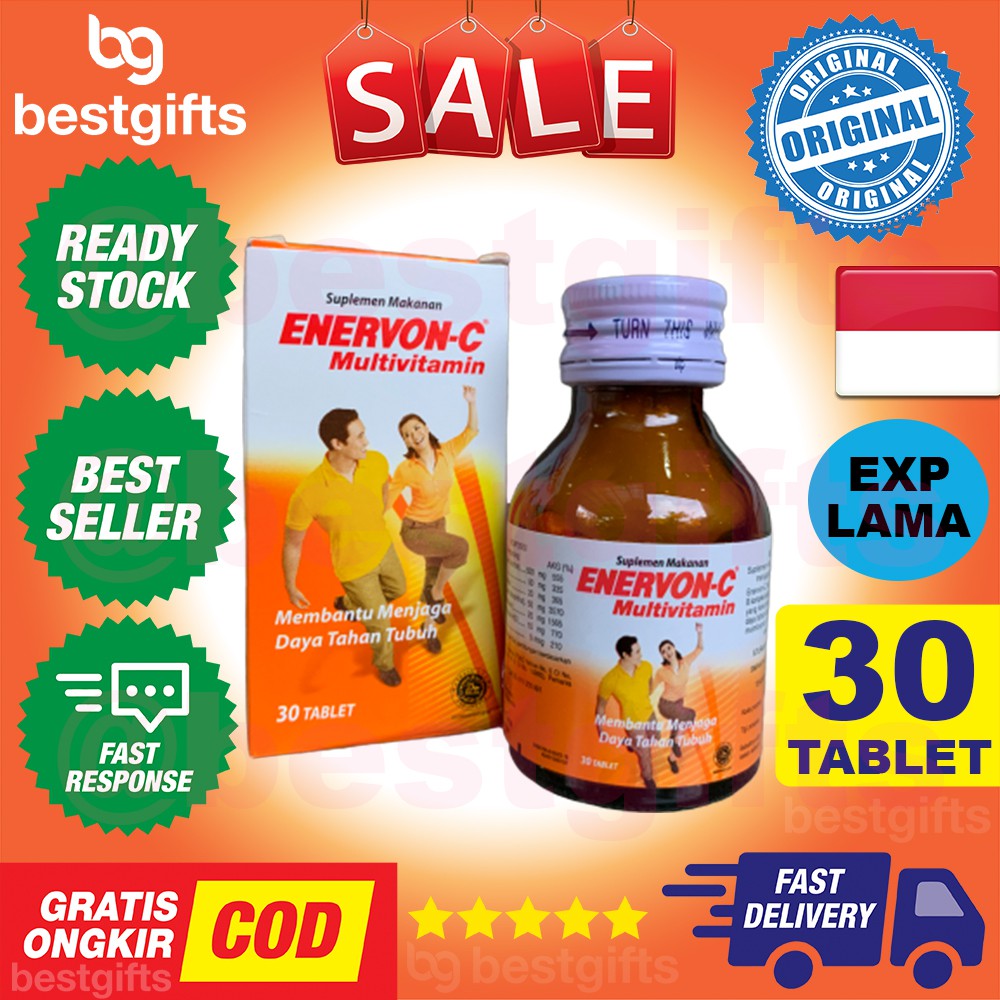 ENERVON C MULTIVITAMIN VITAMIN VIT C IMUN IMUNITAS METABOLISME KEKEBALAN DAYA TAHAN TUBUH 30 TABLET