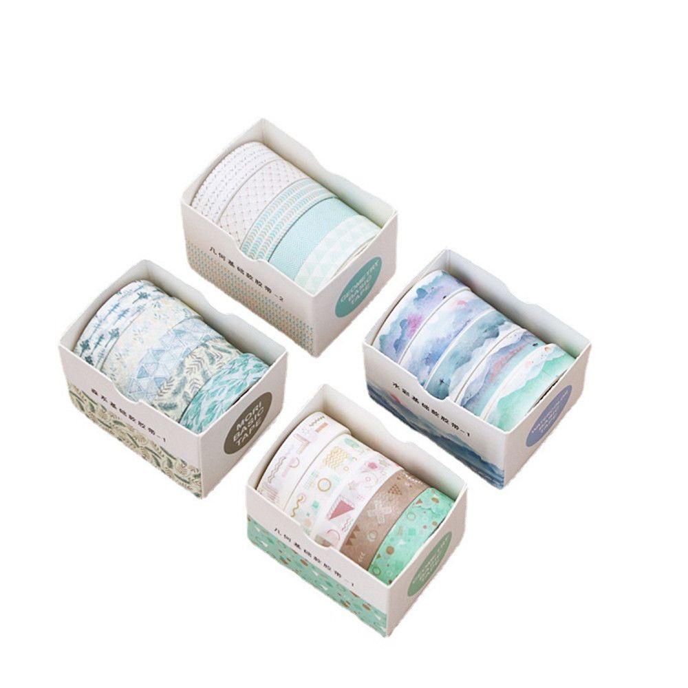 Top 5Rolls/box Washi Tape Dekoratif Alat Tulis Sekolah Scrapbooking