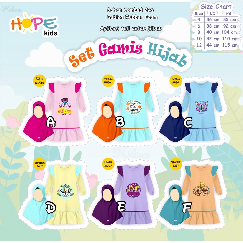 Gamis anak SET GAMIS HIJAB by HOPE KIDS*