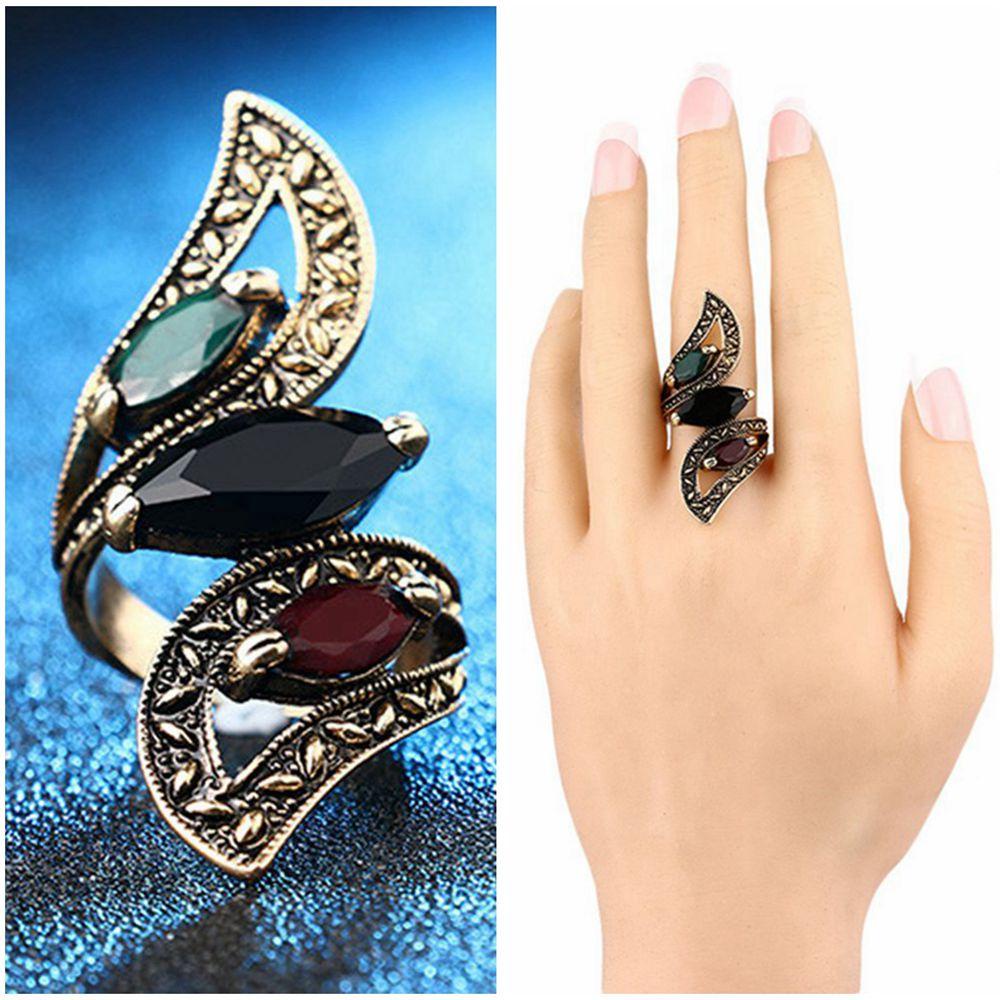 R-flower Vintage Big Ring Perhiasan Turki Mewah Baru Antik