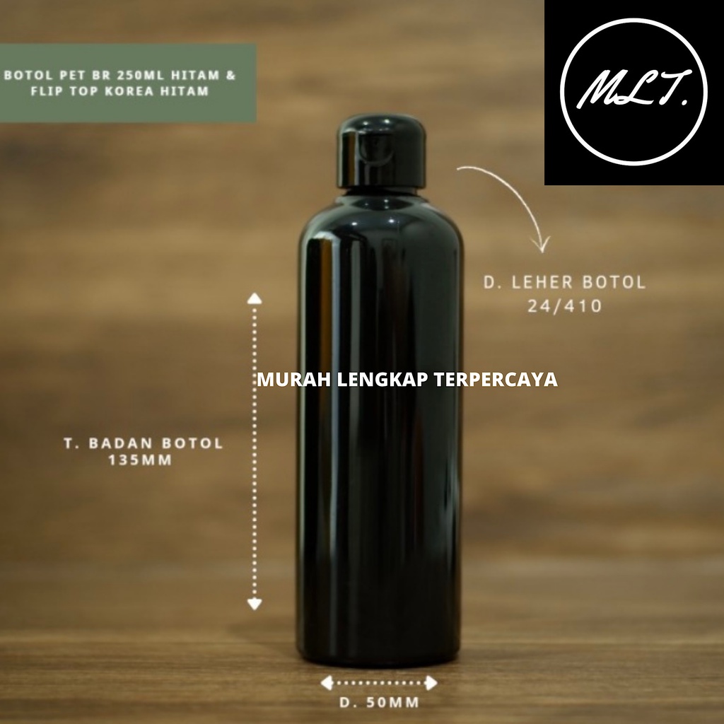 BOTOL FLIPTOP 250ML HITAM / BOTOL 250ML HITAM FLIPTOP JAMUR HITAM