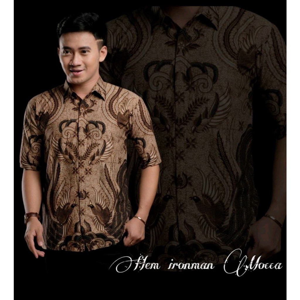 KEMEJA LENGAN PENDEK MOTIF BURUNG