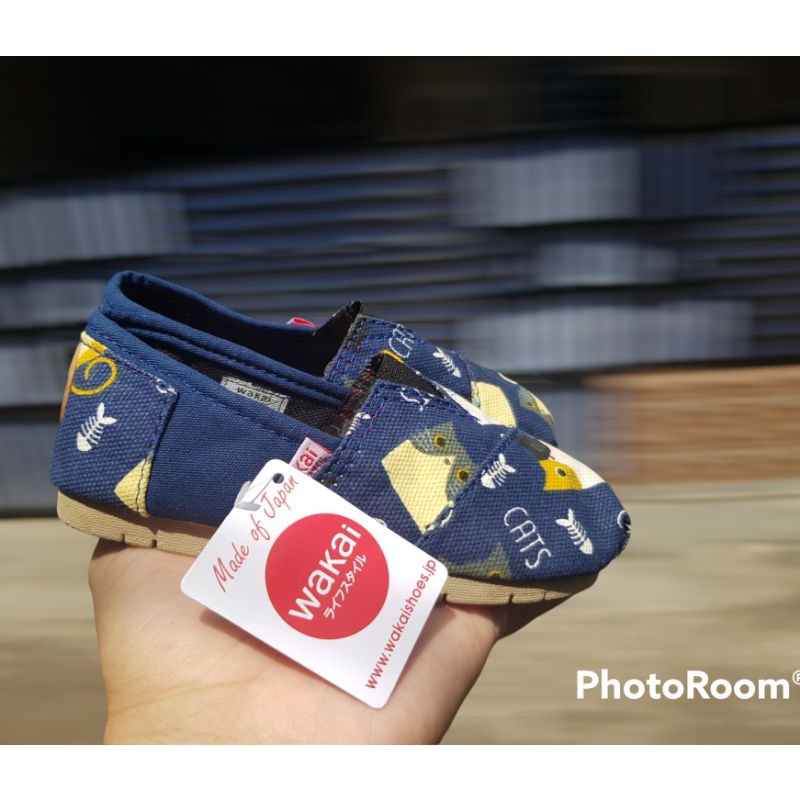SEPATU SLIP ON ANAK PRIA WANITA DEWASA WAKAI CATS NAVI SOLL CREAM TERMURAH