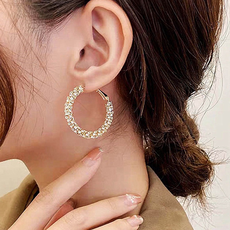 Anting Hoop 925 Sterling Silver Lapis Emas 14K Hias Kubik Zirkonia Warna-Warni Untuk Wanita