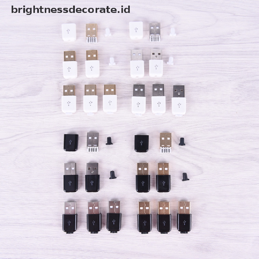 10pcs / Lot Adapter Konektor Usb Male Lapis Nikel Emas