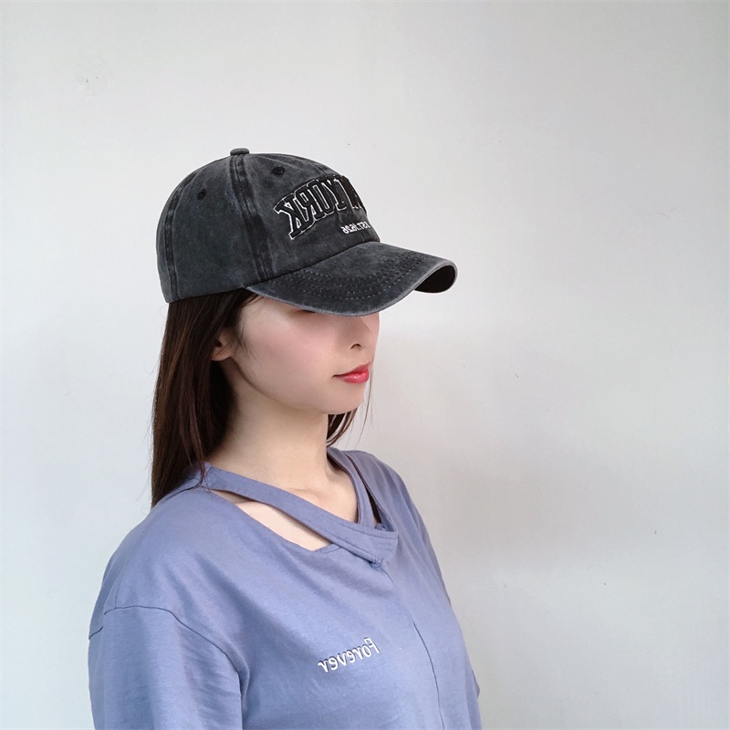 Topi Baseball Casual Motif Bordir Tulisan Gaya Retro Untuk Pria Dan Wanita