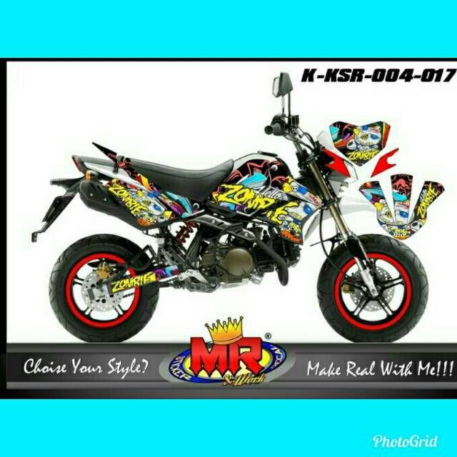 Decal Premium Kawasaki KSR zombie Stiker Sticker striping desain keren dan racing 04 spec A