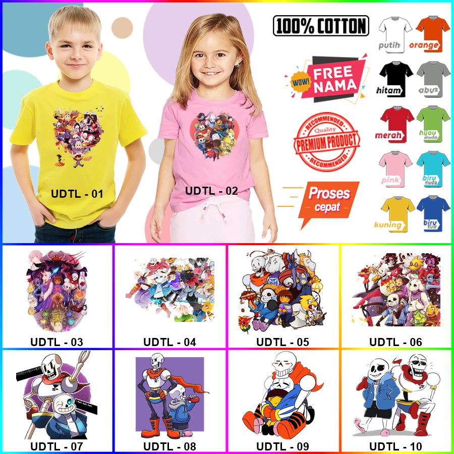 Baju Kaos ANAK DAN DEWASA UNDERTALE COUPLE (FREE NAMA)