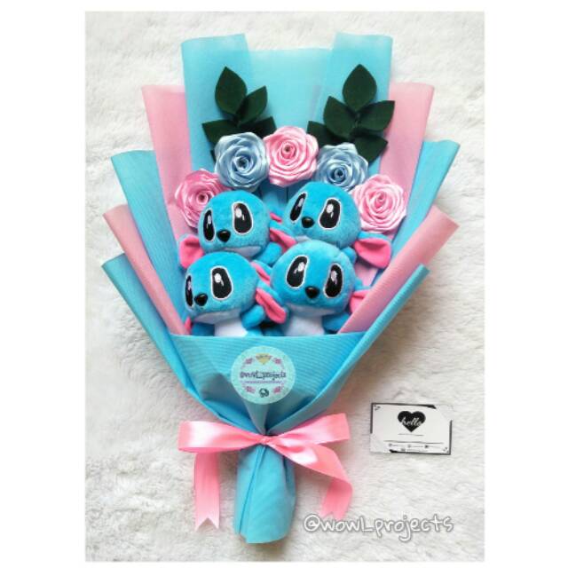 Buket Bunga Satin Boneka Stitch Murah Buket Boneka Stitch Mini Murah Shopee Indonesia