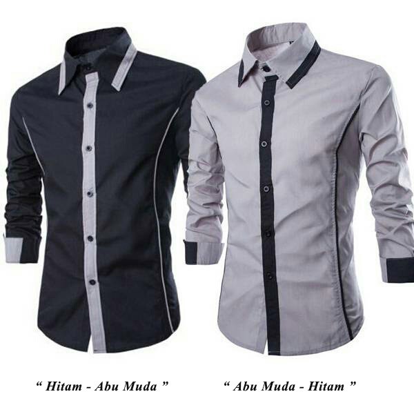 [ FOTO ASLI JANE COLLECTION ] Kemeja Casual Formal Kerja Pria M L XL list garis polos Roger alonzo