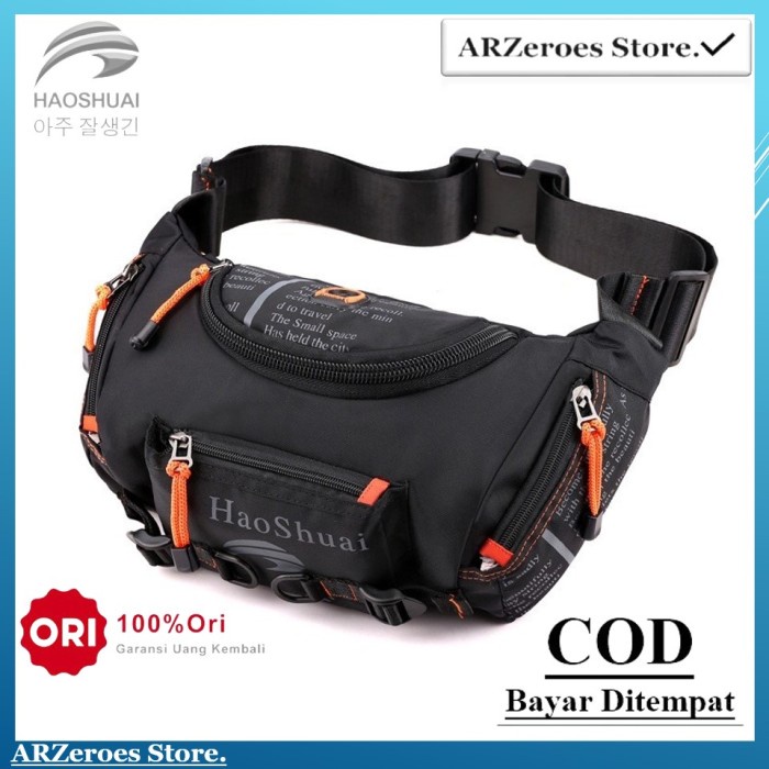 Terlaris Tas Pria Selempang Import Selempang Tas Haoshuai 5130 Tas Anti air - Hitam