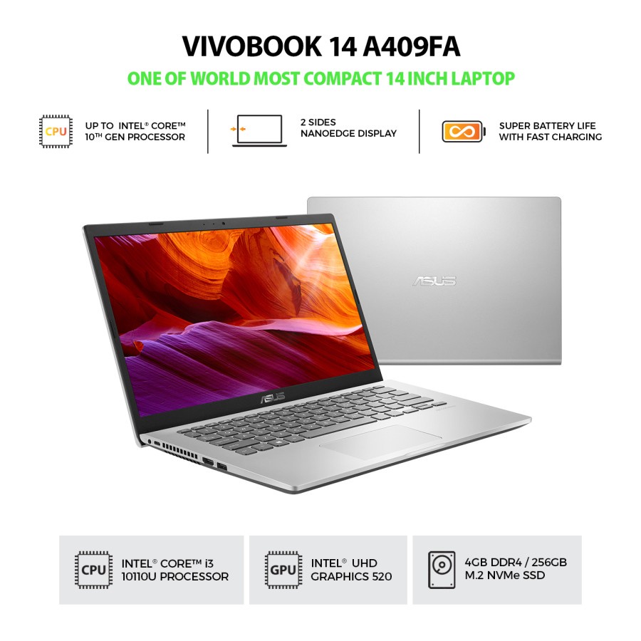 ASUS VivoBook 14 A409FA-FHD321 - Transparent Silver