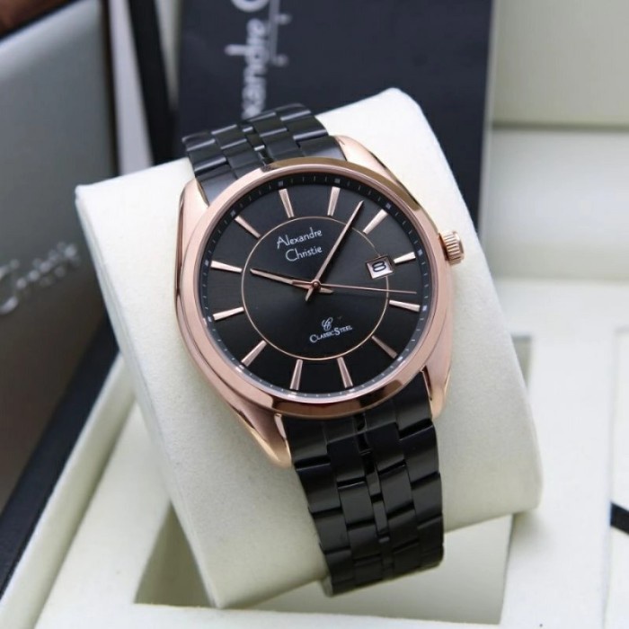 JAM TANGAN PRIA ALEXANDRE CHRISTIE 8578/AC8578 MD/ AC8578 ORIGINAL - HITAM ROSEGOLD