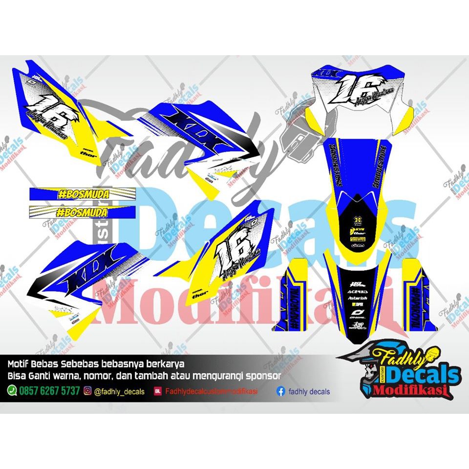 Decal KLX BF Biru Putih Kuning