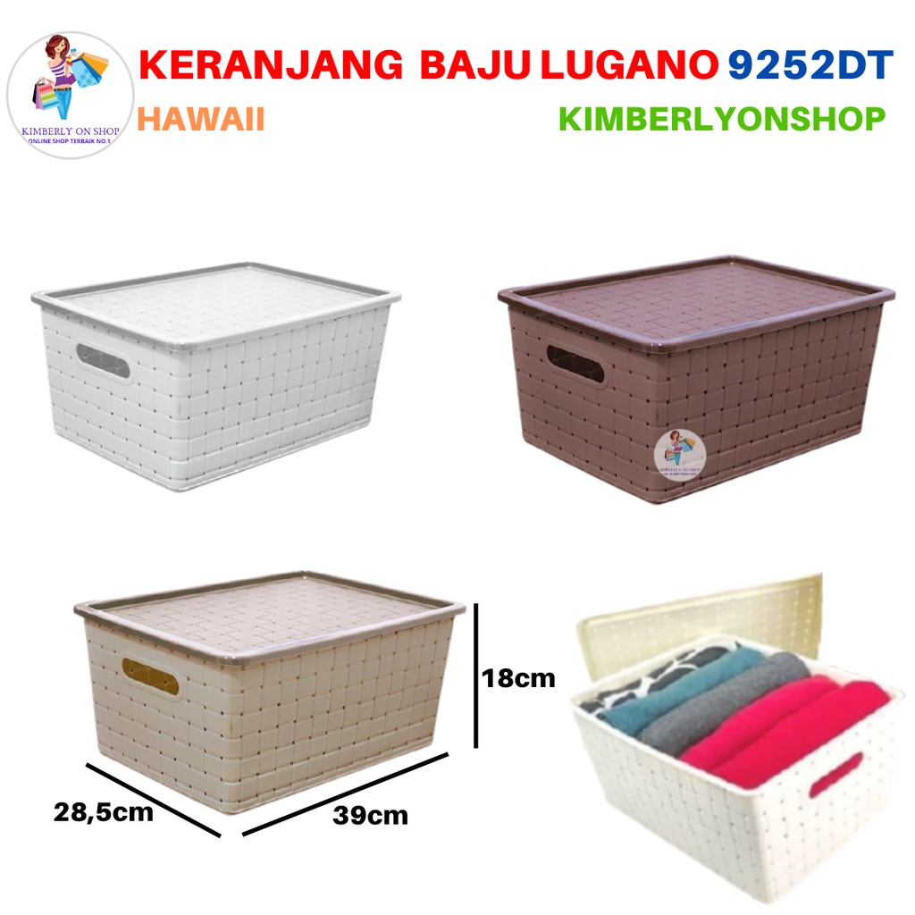 Keranjang Pakaian Serbaguna Lugano + Tutup Plastik 9252 DT L Hawaii