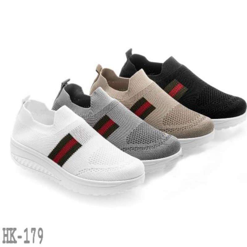 SFOS - Sepatu Helynz Cerryn Wedges Soft Kanvas Elastis Anti Slip Import Casual HL-179