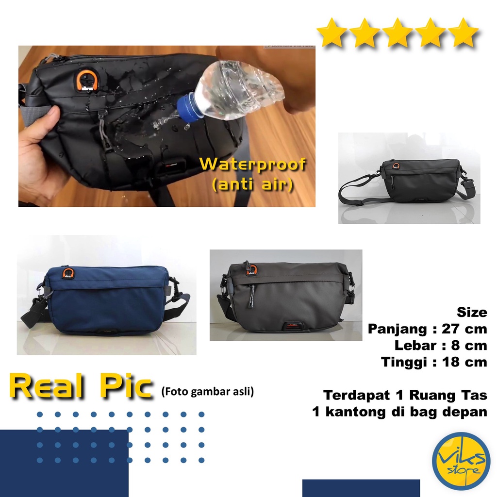 Tas Selempang Pria / Cowok Waterproof Anti Air Sling Bag Elbrus Bahu Multifungsi Original Simpel