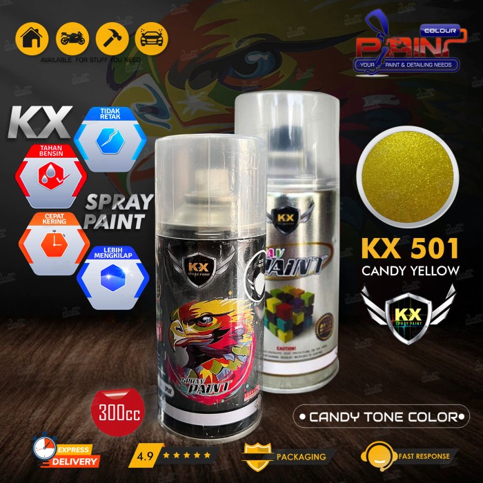 Cat Semprot Aerosol / Pylox KX Autocare Paint - KX 501 Candy Yellow