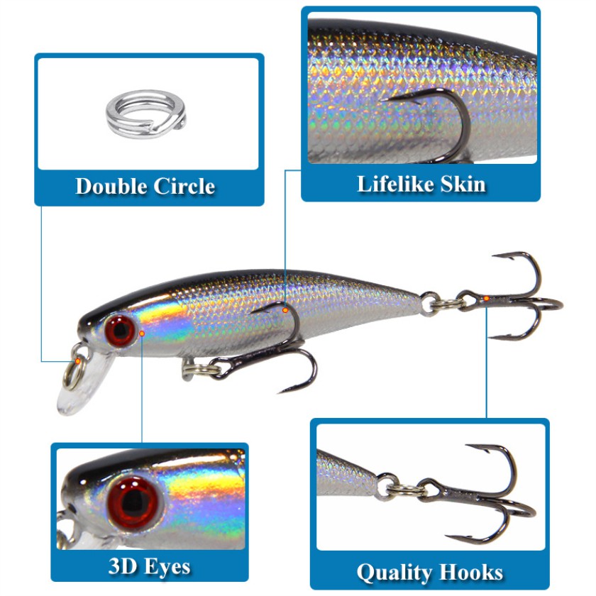 Shengyao 1Pcs Umpan Ikan Minnow Pancing 4.3g 6.5cm Untuk Memancing Ikan Bass Fishing Lure Swimbait Bait