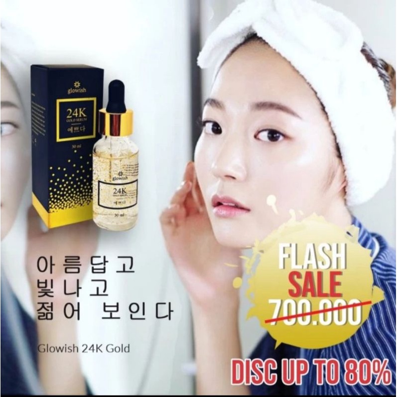 GLOWISH SUPER SERUM 24K - SERUM COLLAGEN With Serbuk Emas Murni 24K ORIGINAL Made in KOREA - Herbade