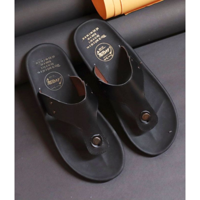 BELI 2 ONGKIR 1! SANDAL FULL KULIT ASLI CEVANY 05 CLOVER HITAM COKLAT TAN ORIGINAL