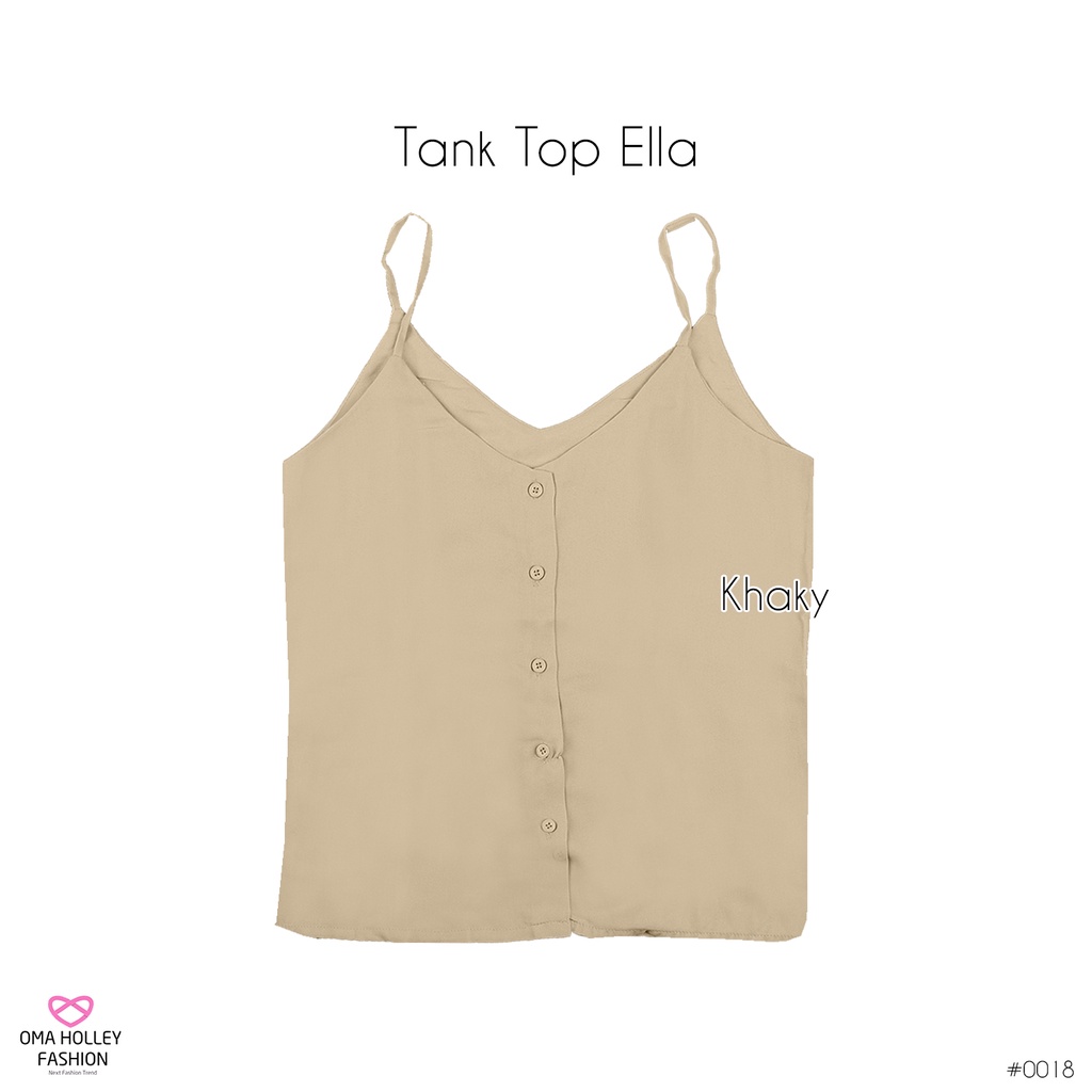 (COD) OH Fashion Basic Tank top Ella kancing premium quality korea #0018-Khaky