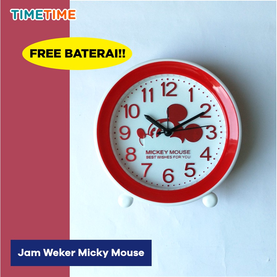 Jam Meja Weker Beker Doraemon Hello Kitty Micky Mouse FREE BATERAI A260