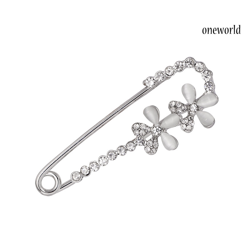 OW@ Women Classic Rhinestone Decoration Flower Design Alloy Brooch Pin Jewelry Gift