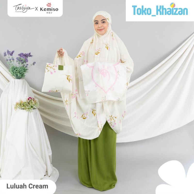 MUKENA TAZBIYA RAYON Premium Luluah Series X Kemiso Luluah Cream Brown