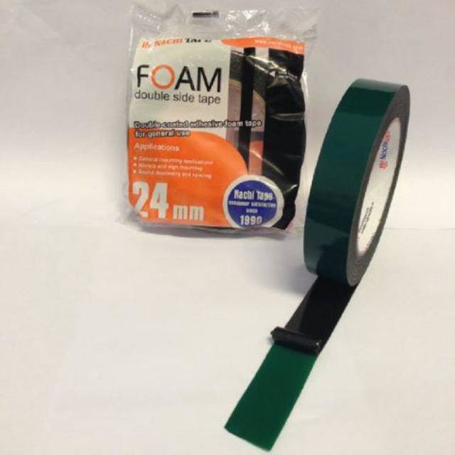 DOUBLE FOAM NACHI DOUBLE TAPE / DOBEL FOAM / ISOLASI BOLAK BALIK SPONS NACHI 24MM / Isolasi Double Tape Foam Nachi 24mm x 5m