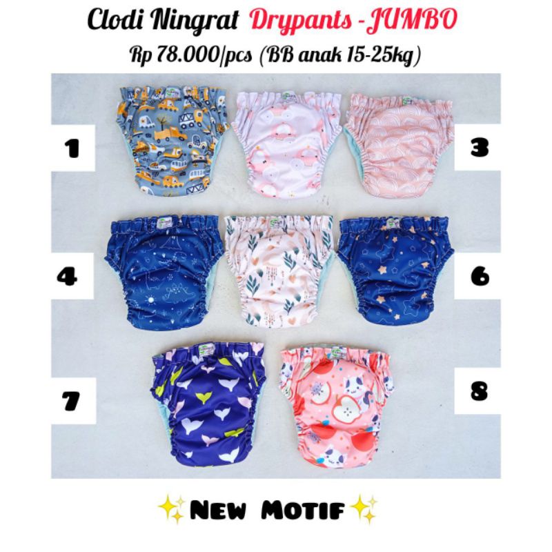 Clodi Ningrat Drypant AIO JUMBO Full Motif BB 15-25 kg Popok Kain Popok Cuci Ulang Bayi Anak Diapers Pempers Kain
