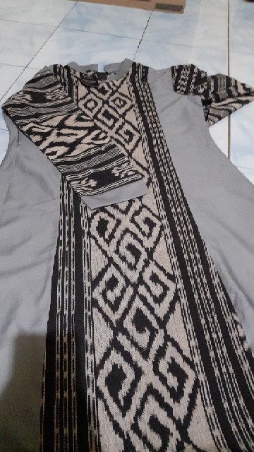 Realpict Gamis Batik Tenun Troso Kombi Polos Abaya