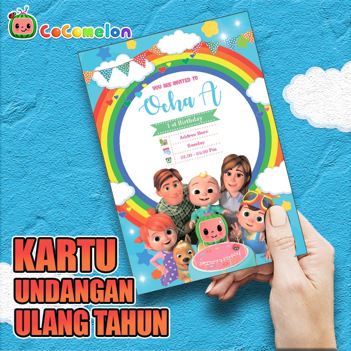 Jual Kartu Undangan Ulang Tahun Anak Laki Laki Cocomelon Jebret