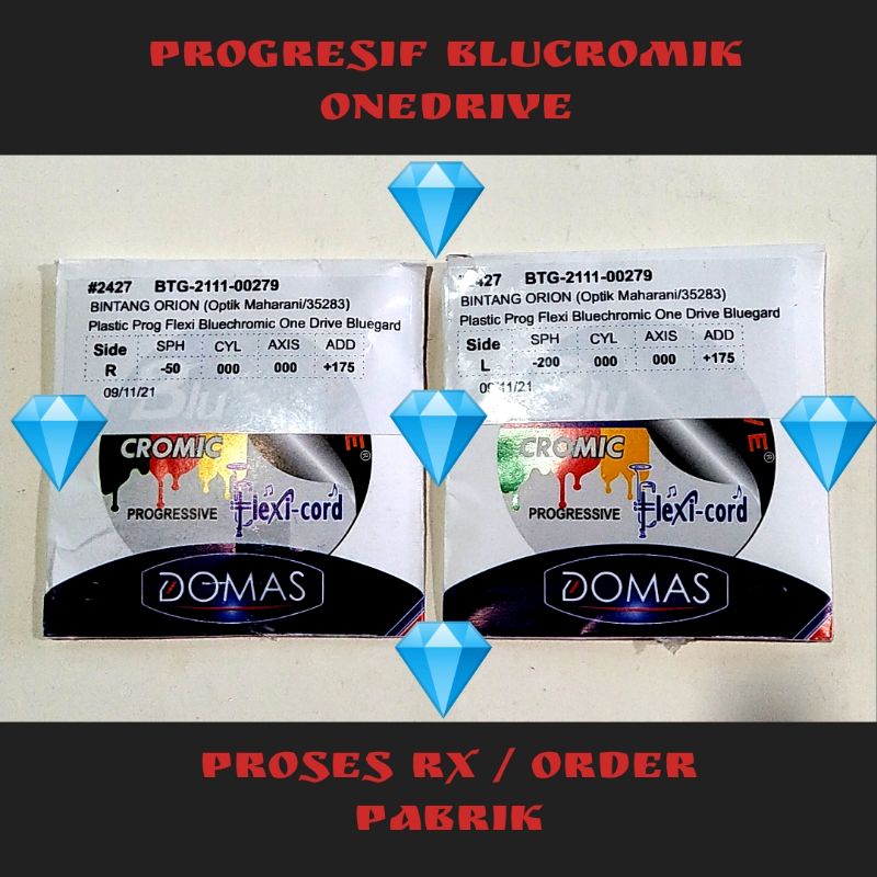 LENSA KACAMATA PROGRESIF BLUECROMIK ONEDRIVE PROSES RX BY DOMAS