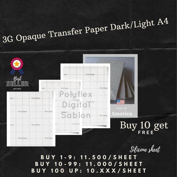 

Special TRANSFER PAPER 3G JET OPAQUE TERMURAH SIZE A4 Eksklusif