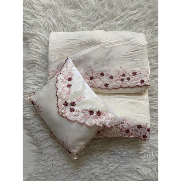 mukena bahan katun silky motif bordir ukuran jumbo dewasa