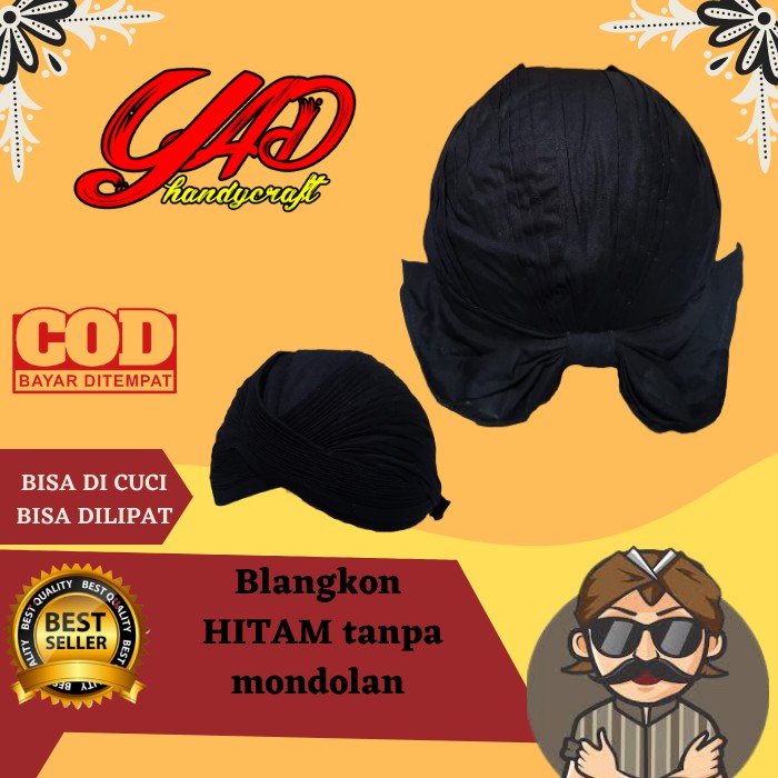 BLANGKON LIPAT CUCI HITAM POLOS TANPA MONDOLAN Blangkon Jogja Hitam Polos tanpa mondolan