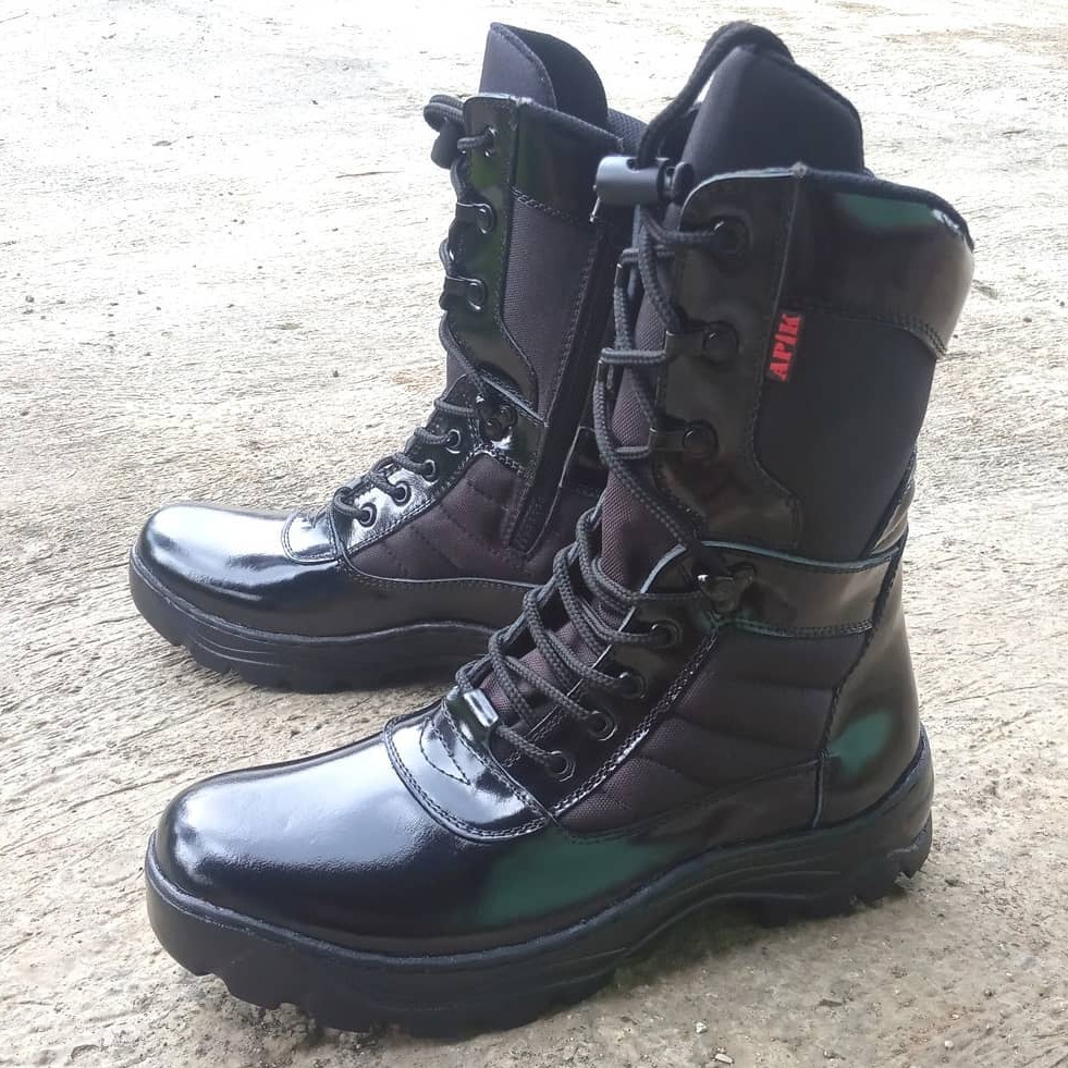 SEPATU PDL DELTA TITAN KILAP ASLI KULIT SAPI MERK APIK SEPATU PDL DINAS TNI POLRI SECURITY SATPAM