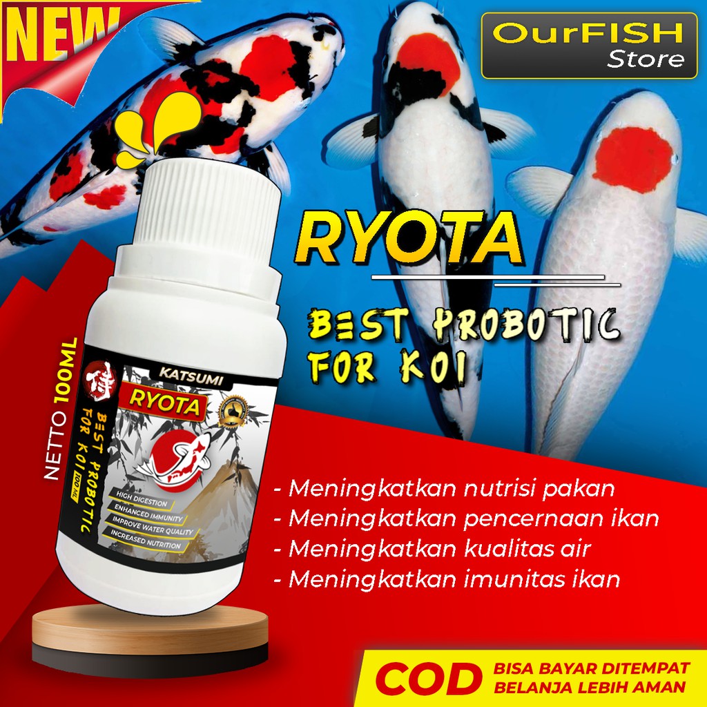 OURFISH - Ryota Vitamin Probiotik Booster Pelet Pakan Ikan Koi Blitar Louhan Arwana Mas Koki Cupang