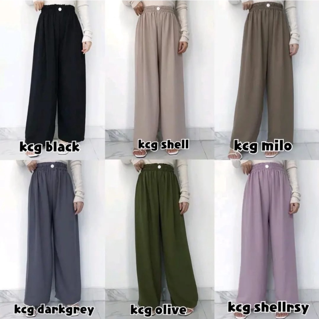 BEFAST - ZEC OOTD Celana Panjang WIYA / Kally Button Pant CRINCLE / Celana Panjang Kekinian Remaja Wanita / Kulot Polos Casual / Fashion Formal Wanita / Celana Panjang Pinggang Karet / Terlaris / Termurah