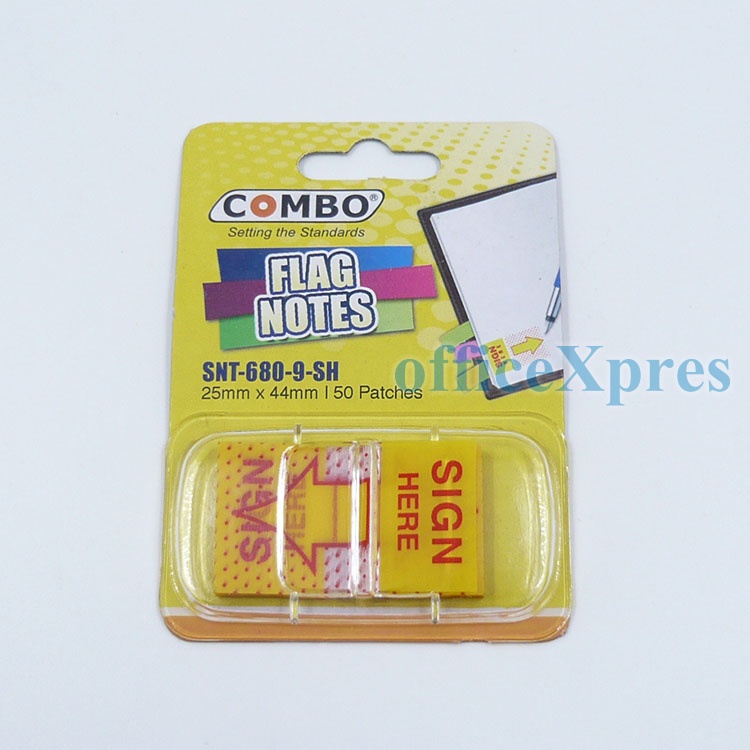 Combo Sticky Notes / Memo SNT 653 AN (Neon) (1.5 x 2”) / Memo Tempel / Post it / Index Mark-680-9-SH (Sign Here)