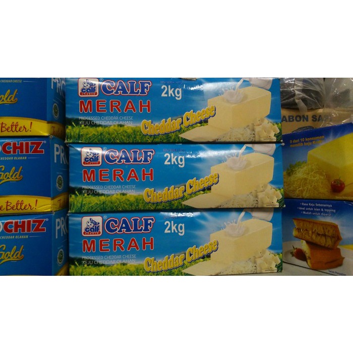 

Keju- Keju Cheddar Calf Merah Sekelas Prochiz Gold 2 Kg -Keju.