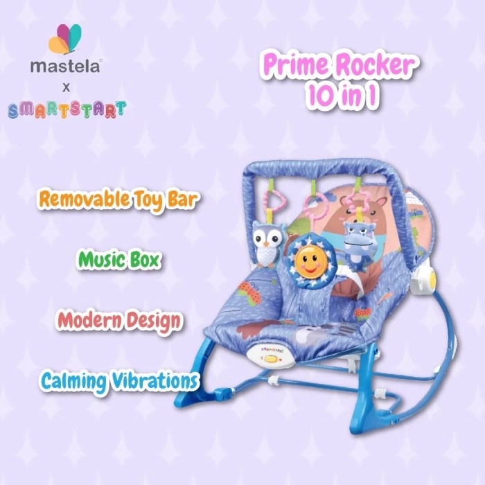 MASTELA Rocker Prime 10in1 Infant To Toddler / Bouncer / Kursi Ayun Bayi - GREY-FANHIPPO-PURPLE-6121